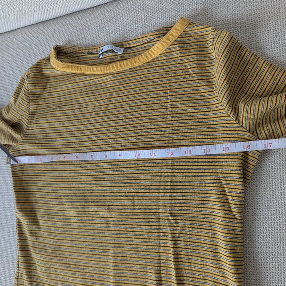 ZARA Striped Mustard Yellow Boat Neck top, Size M - Picture 10 of 12